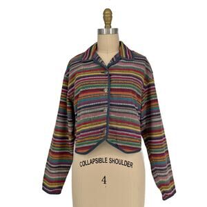 Vintage 80s/90s Cropped Southwestern Striped Jacket Womens Small Petite